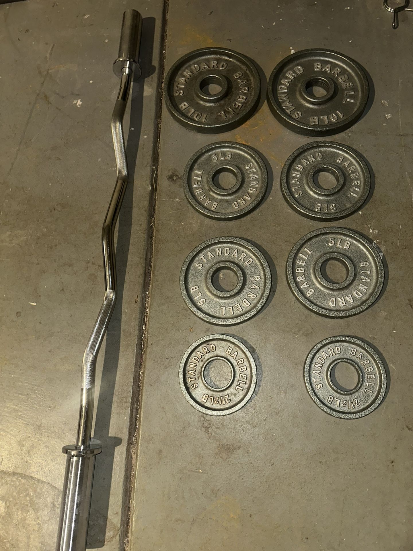 EZ Curl Bar + 45 lbs Total in Plates (Not 45 lb Plates)