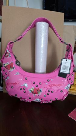 NWT Ed Hardy Studded Hobo Shoulder Bag - Skulls & Hearts - Pink