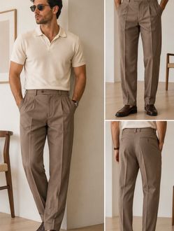 NEW Men’s 34x30 Taupe Khaki Dress Pants 100% Cotton Classic Trousers