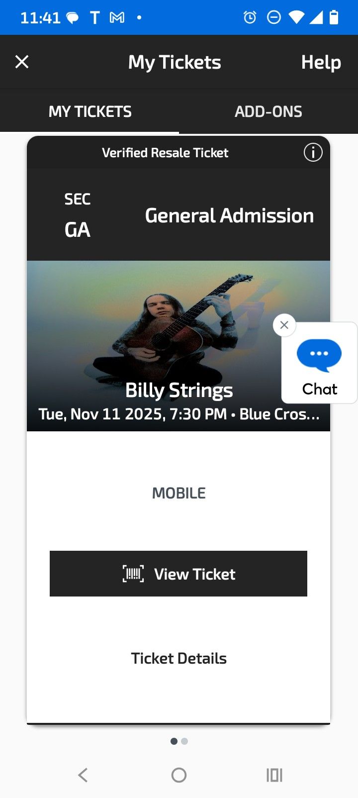 FS 2 Floor Tix For Billy Strings For Tonight 