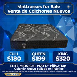 Elite Midnight Pro  king size mattress pillow top 12”.     New mattress in a plastic sealed  Venta de colchones  ☎️📲call or Tex (213)713-74-89   Habl