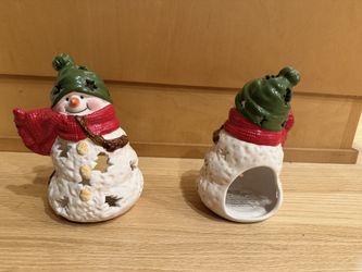 Six Charming Snowman Candle Holders
