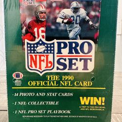 1990 Pro Set Series 1 Football Factory Sealed Box - 36 Sealed/Unopened Packs