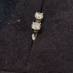 New Genuine Diamond 14k White Gold Earrings