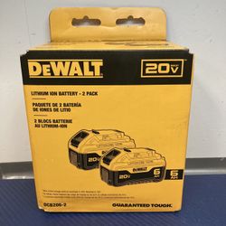 DEWALT DCB206-2  20V MAX 6 Ah Lithium Ion Battery 2-Pack (NEW)