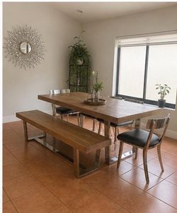 Elegant Dining Set – Bench + 4 Chairs + Side Table – Excellent Condition $500 OBO