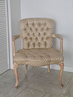 Vintage French Provincial Style Tufted Armchair