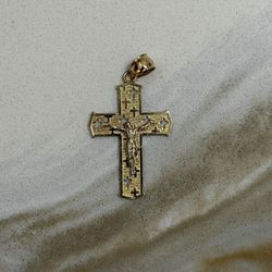 14 K Charm Solid Gold Jesus Christ Cross