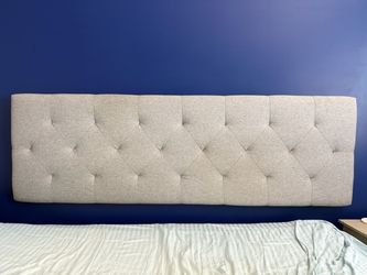Grey upholstered queen size headboard
