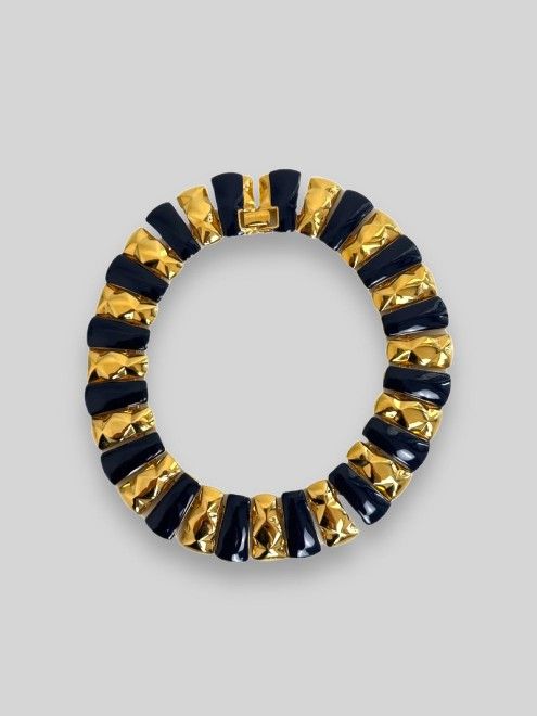 Antique Monet Jen Wonders Navy Blue Enamel Choker Necklace
