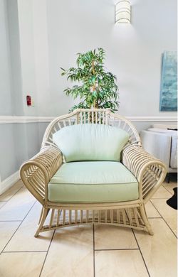 Rattan Bamboo Armchair Vintage With cushions by Ficks Reed