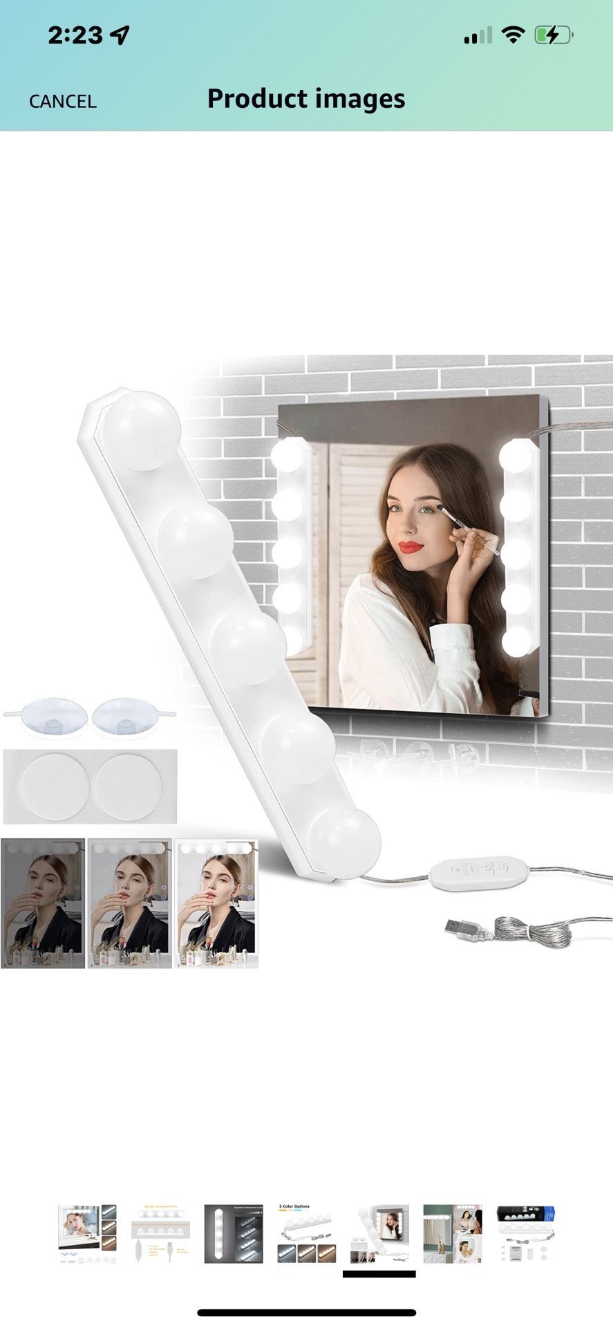 Hollywood Vanity Lights for Mirror, 3 Color Dimmable Led Vanity Light, USB Makeup Mirror Lights Kit with 5 Light Bulbs for Bathroom Mirror, Makeup Van