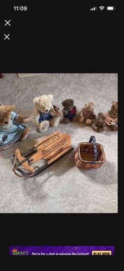 Bears- Boyd’s Bears- All You See For 55.00 Dollars- 6 Bears - 1 Sled-1 Basket 