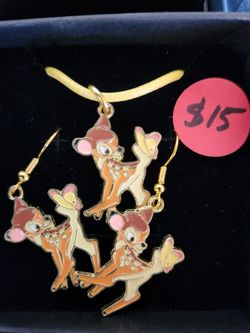 Bambi Theme Necklace And Earring Set