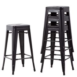 New in box Metal Bar Stools, Black 30-Inch, Durable, Stackable, Anti-Slip Feet