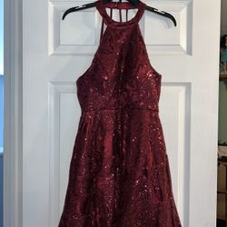Maroon Sequin Formal Dress