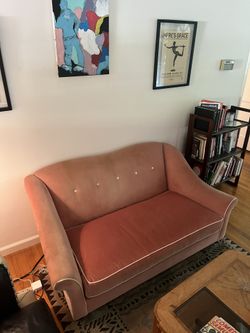 Pink Velvet Loveseat