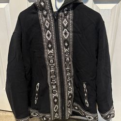 Supreme Navajo Pattern Woven Black Hoodie Jacket - Men’s Large