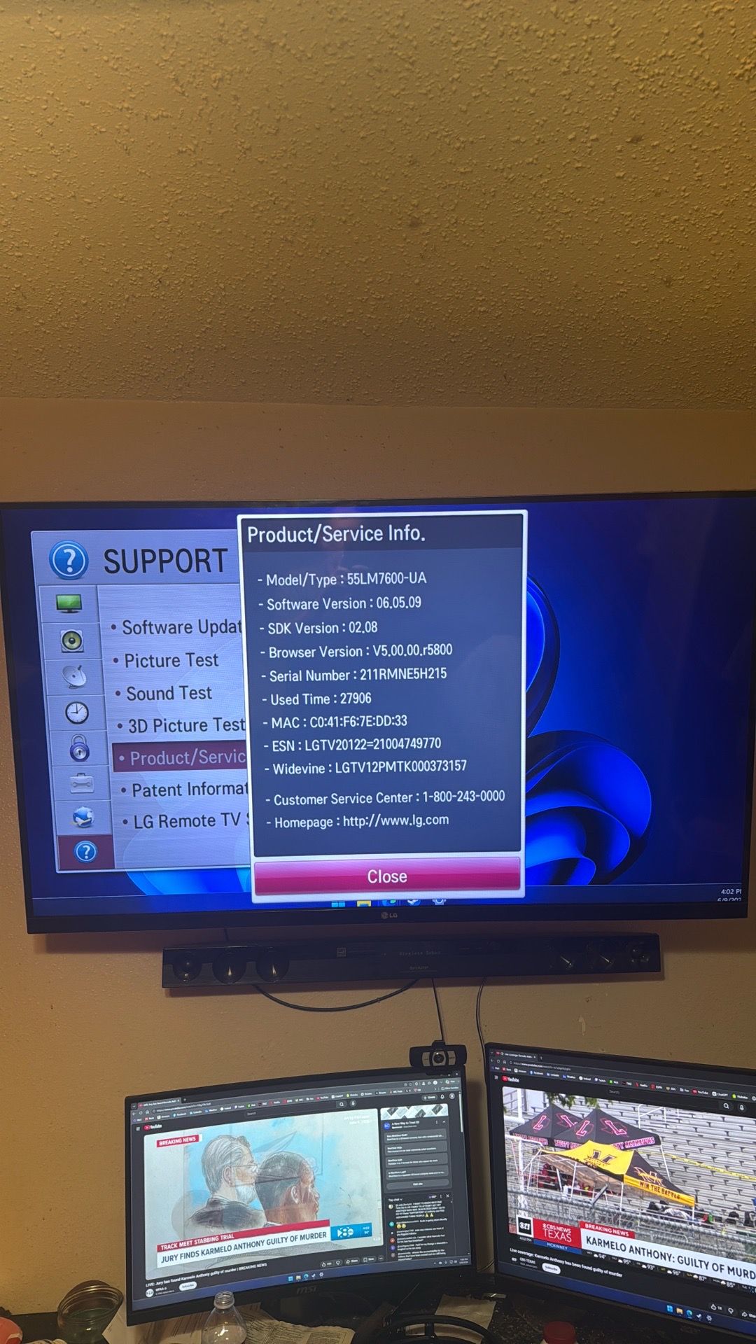 LG 55in 3D - Smart TV - Works perfect