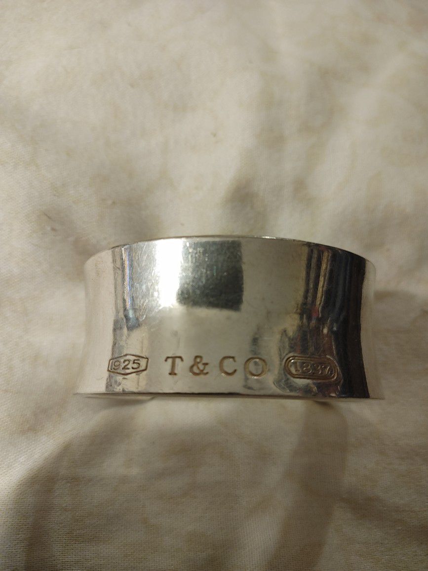 Tiffany And Company Sterling Silver Wide 1837 Cuff Bracelet