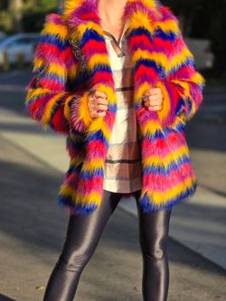 Faux Fur Sequin Coat Women's XS - Brand New, Burning Man / Festival / Rave Jacket, Playa Ready