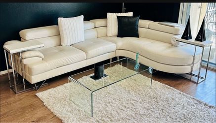 White Leather Sectional Couch