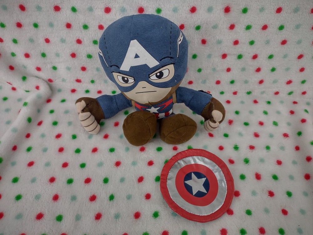 Captain America Velcro Detachable Shield Marvel Kids Avengers Stuffed Plush 8”