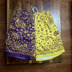 Men's Purple/Yellow Athletic Shorts