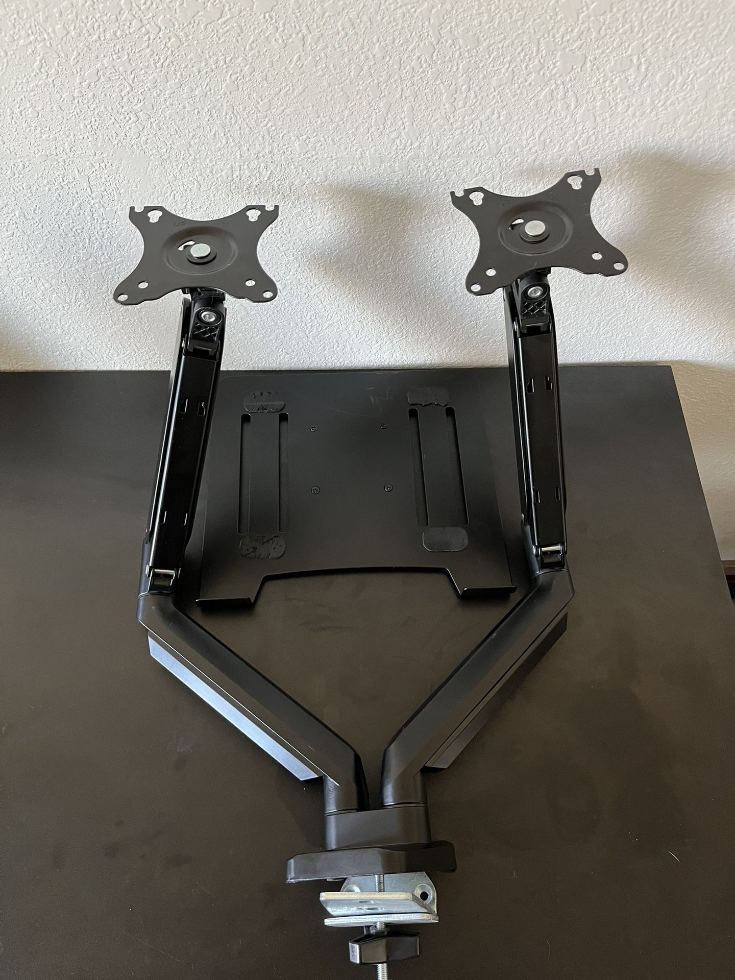 Dual Monitor Desk Mount W/ Laptop Attachment 