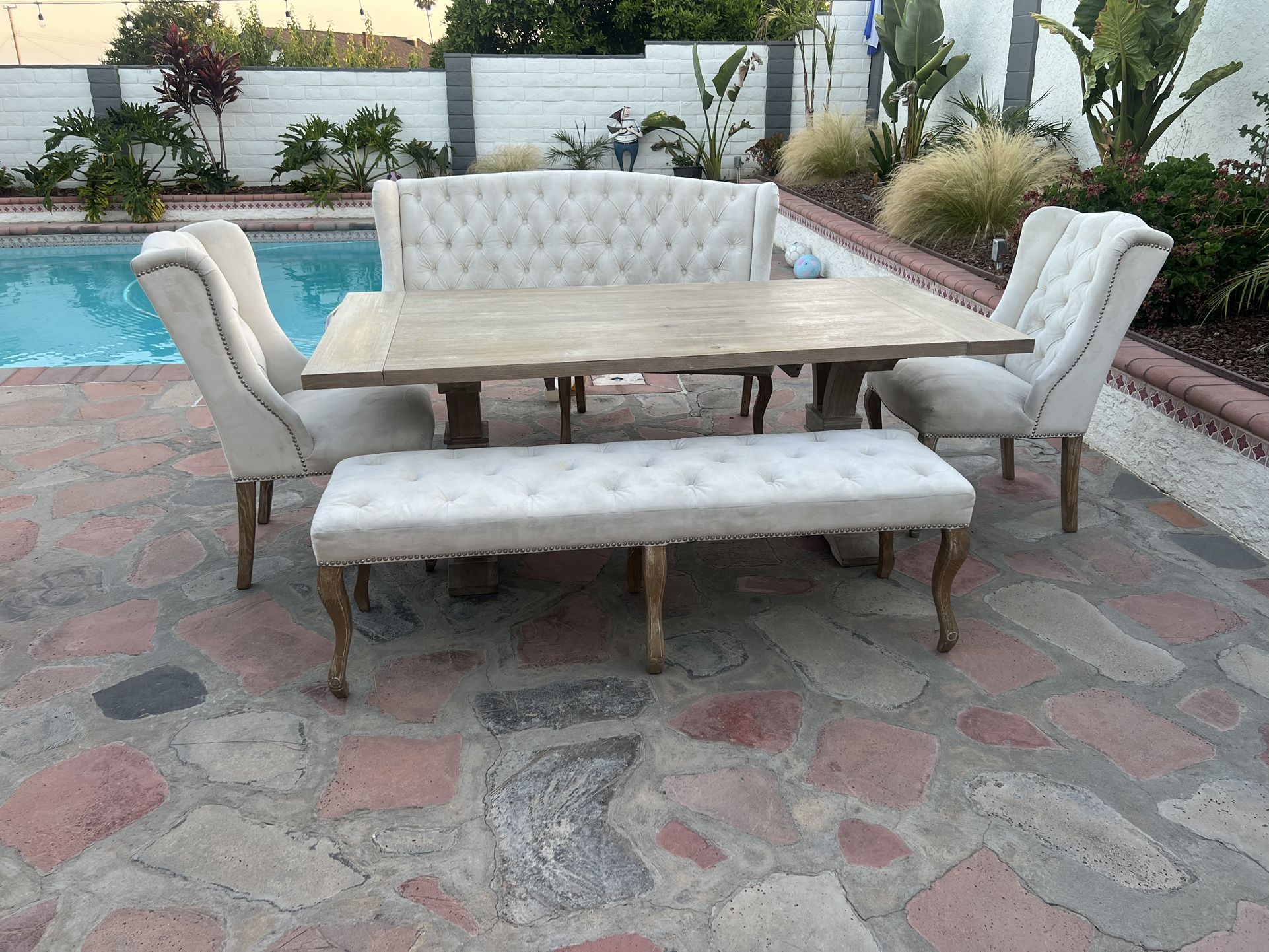 Z gallerie Archer Dining Table Set – Table + Chairs + Bench + Banquette