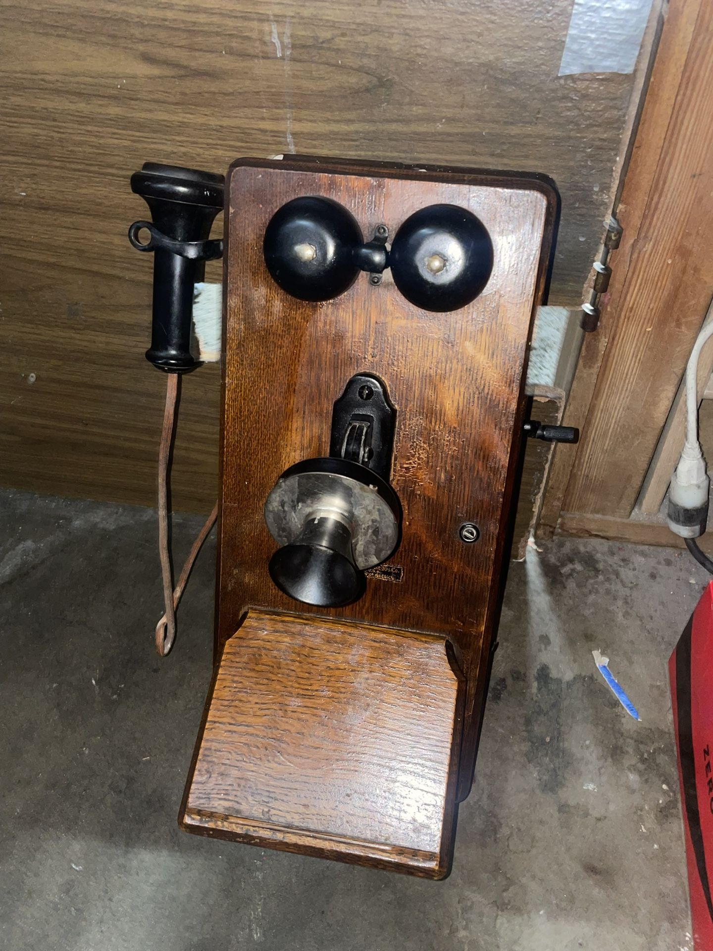 Antique c.1900 Stromberg Carlson Sawn Oak Crank Cathedral Wall Telephone