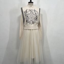 Embroidered Vest And Tulle Skirt SET