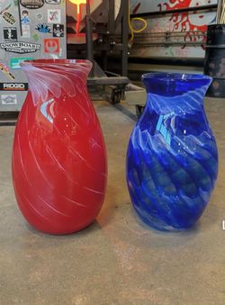 Handmade glass blown vases