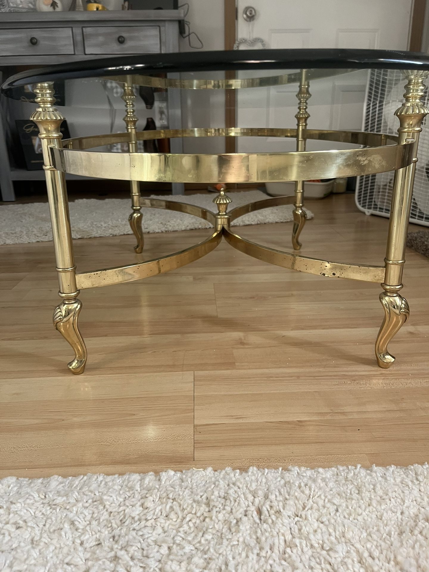 Ethan Allen Glass & Brass Coffee Table