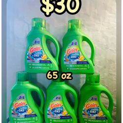 Gain + Ultra Oxy Detergents 65 oz each, $30 for all/$30 por todo.