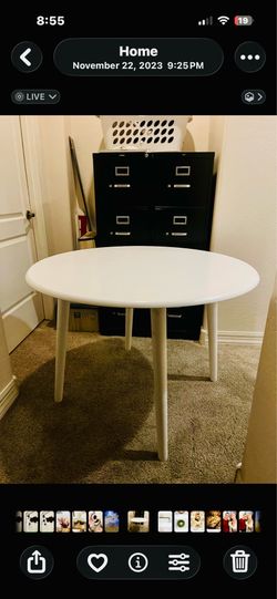 White table and 2 white chairs