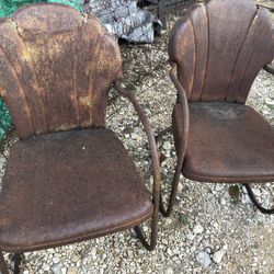 Two Vintage Metal Chairs