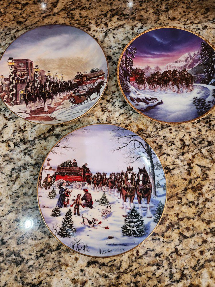 3 Budweiser Collectible Plates.  One Low Price 