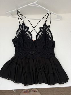Free People Lace Black Top