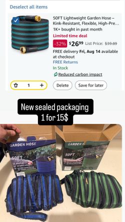 Garden Hose 50 ft, Non-Expanding Water Hose, Flexible Ultra-Light Anti-Kink, Wear-Resistant, Easy Storage, Hose with 3/4 for Outdoor, Garden, Yard and