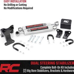 Rough Country N3 Dual Steering Stabilizer for 2007-2018 Jeep Wrangler JK (contact info removed)