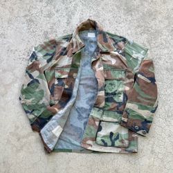 Vintage 70’s 80’s USMC U.S. MARINE CORPS Woodland Camouflage Combat Field Coat Jacket Size XS