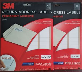 2X NEW & Sealed 3M Return Address Labels (1500 labels)