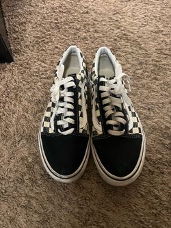 VANS Checkered Old Skool Black & White Shoes Size 10.5
