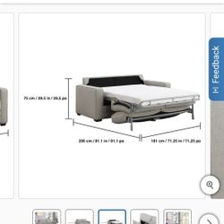 Rosie Fabric Sleeper Sofa with Memory Foam Mattress