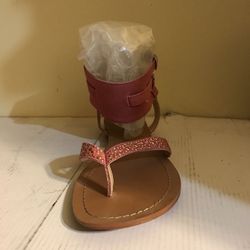 Pink Thong Sandal with Gladiator Straps - 8.5