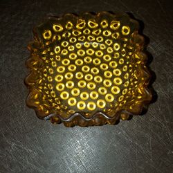 Amber Hobnail Square  Glass 