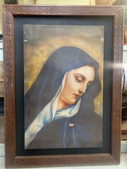 Framed Virgin Mary Portrait Painting