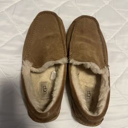 UGG Men's Ascot Slippers Size 10 1101110 Shoes Sheepskin Suede Chestnut