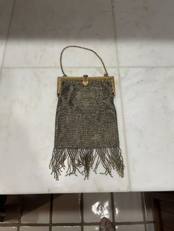 Antique French Cut Steel Beaded Purse & matching cosmetic mirror Circa 1(contact info removed)